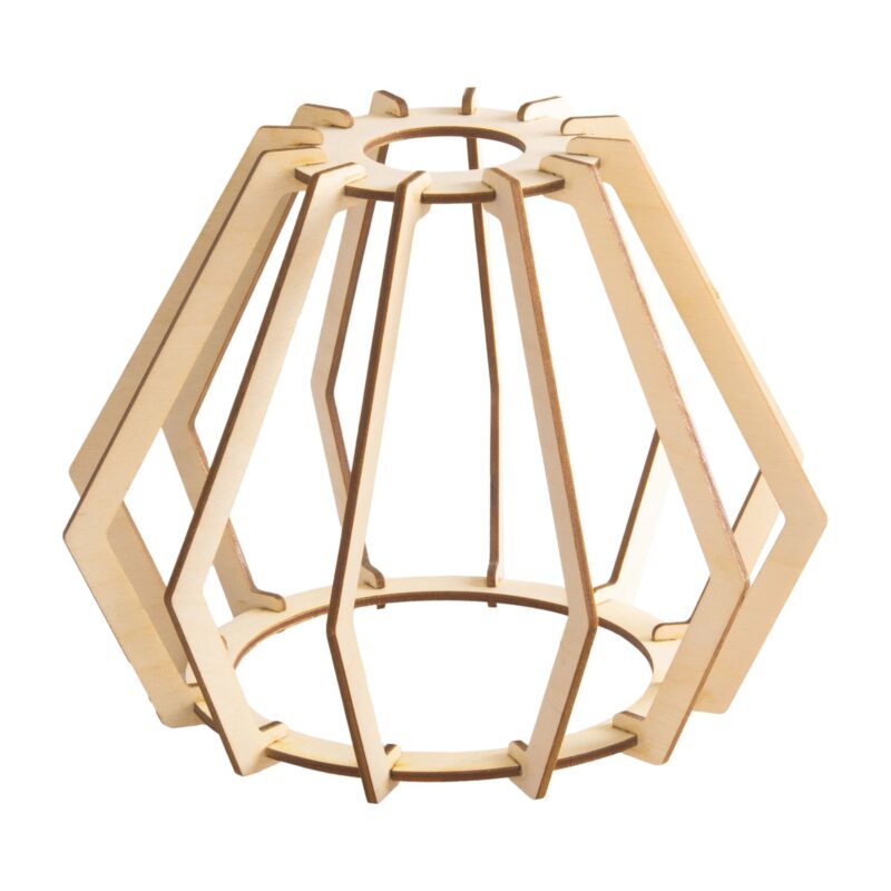 Abajur modern pentru lustre si pendule, Diamant, Diametru 18cm, Lemn, Bej