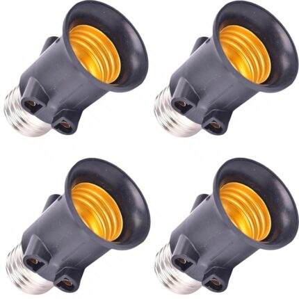 Set 4 Adaptoare, ER4, PBT, E27, 150W, 4A, 7.5 x 4.3 cm, Negru