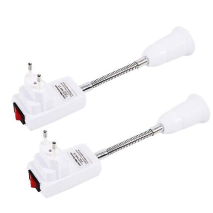 Set 2 Suport bec LED, Metal/Policarbonat, E27, JENUOS®, Alb/Argintiu
