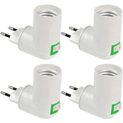 Set 4 Socluri E27 cu intrerupator wireless, rotire 360 grade, rezistent la temperaturi inalte, fara bec