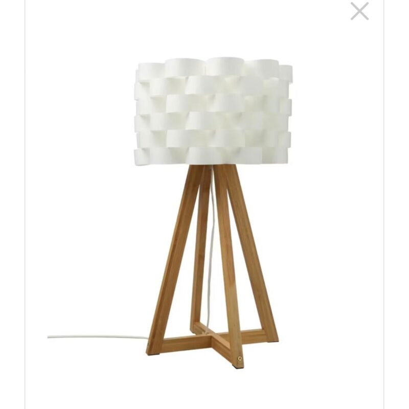 Veioza moki H55, Athmosphera, model Floare, 40 W, cu 4 picioare, eleganta, 55.5cm, Alb/Maro Natur