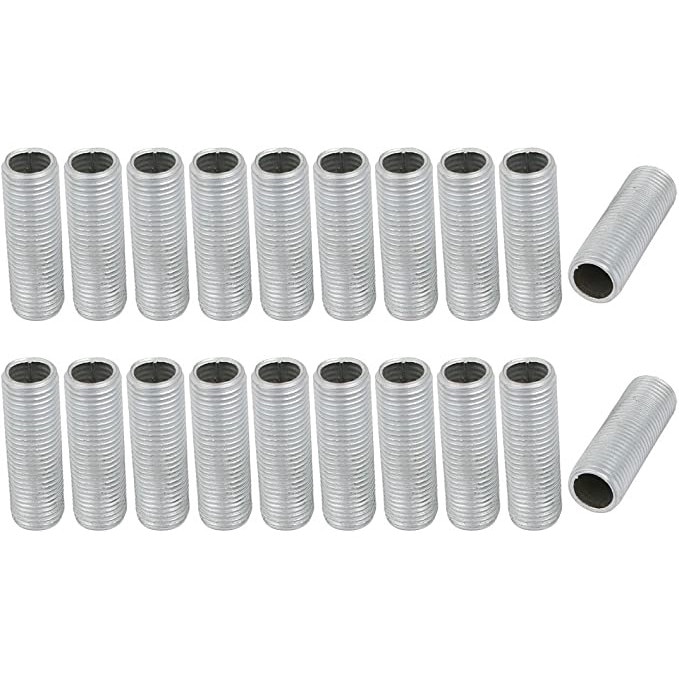 Tija tubulara filetata pentru lampi, Metal, 20buc, Argintiu