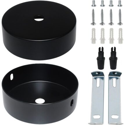 Set 2 baze pentru lustra, Mmgoqqt, Metal, 80x20 mm, Negru