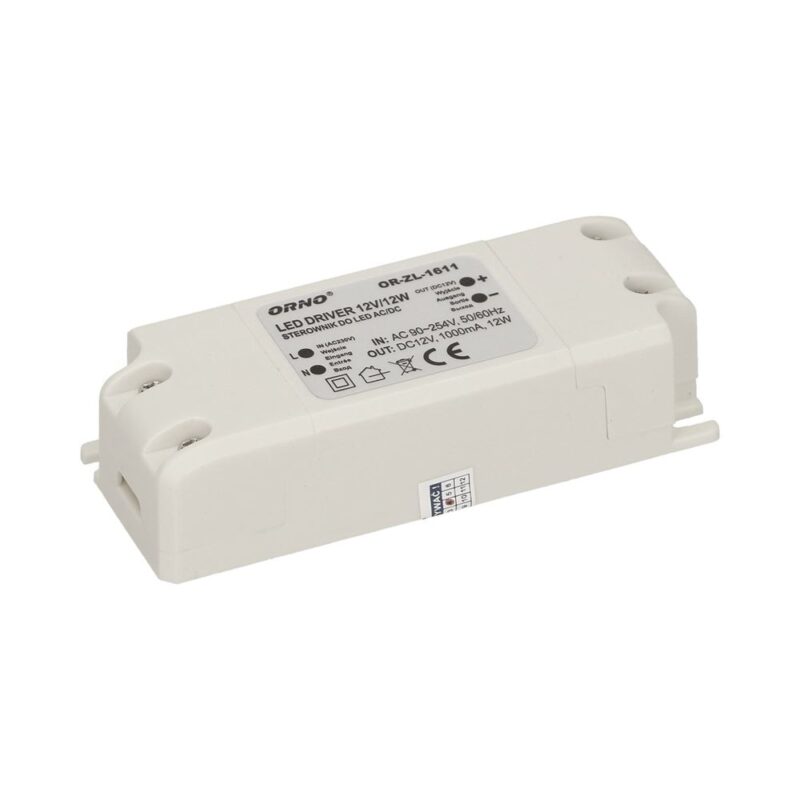 Sursa de alimentare benzi LED, Orno, 12W, 12V, IP20, Alb