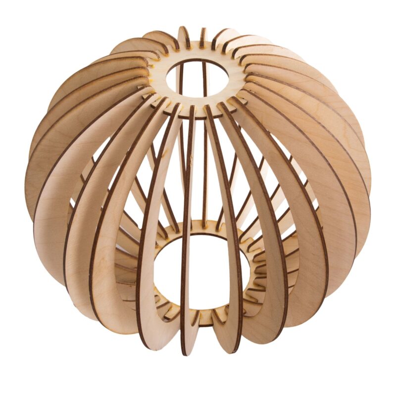 Abajur modern pentru lustre si pendule, Sfera, Diametru 23cm, Lemn, Bej