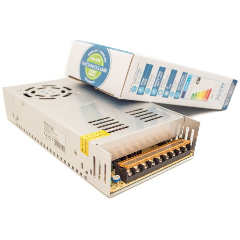 Sursa de alimentare 360W, 24V, 15A, Optonica LED, in comutatie, stabilizata, ventilator cu turatie variabila in functie de consum