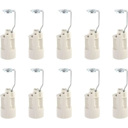 Set 10 socluri E14 reglabile LED, Termoplastic, 2.3 x 7 cm, Alb