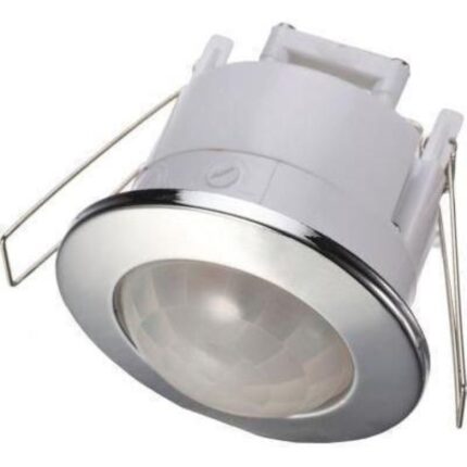 Senzor de miscare 360 grade, pentru tavan, montaj in rigips, Mentavill, reglabil timp si intensitate luminoasa, crom