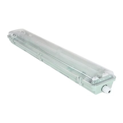 Set 2 tuburi LED si corp etans Koloreno, T8, 9W, 60 cm, Lumina calda 3000K, Gri/Transparent