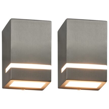 VidaXL Lampi de perete de exterior 2 buc. argintiu 35 W, dreptunghiular