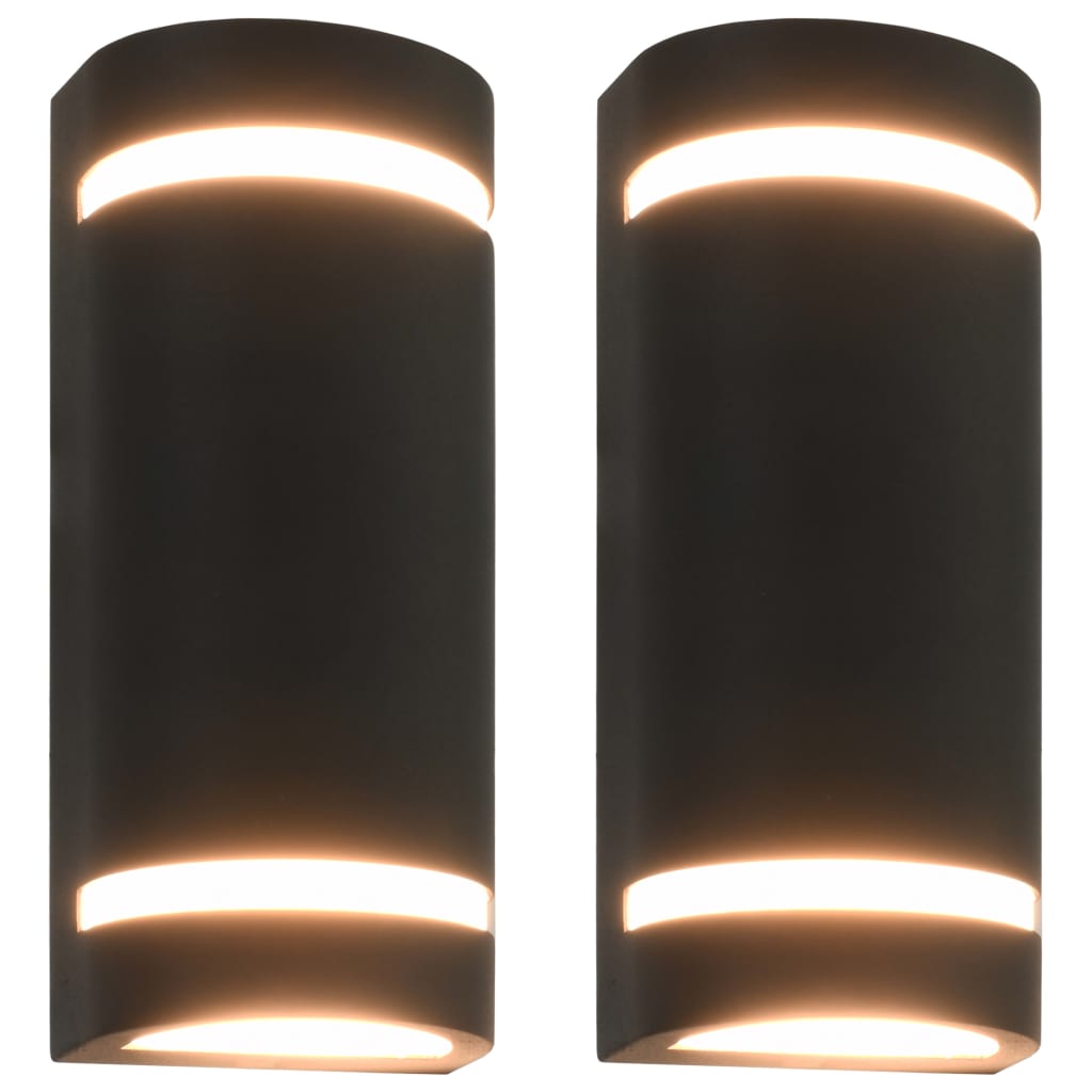 res_c0ab94a62e1cd107a1e5ff66574104da VidaXL Lampi de perete pentru exterior 2 buc. Negru 35 W, semirotund