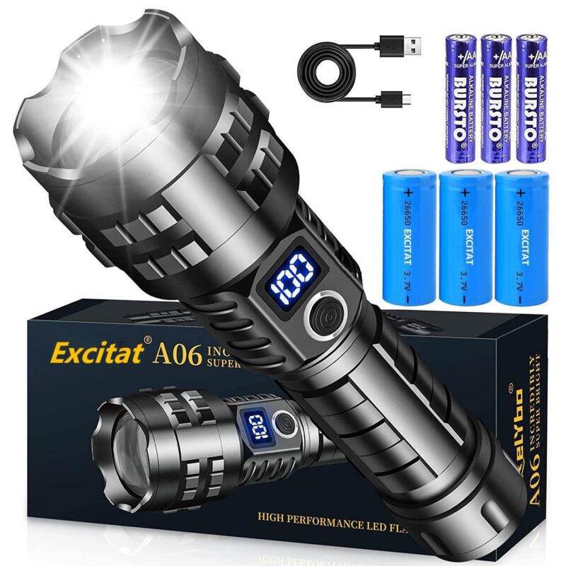 Lanterna cu LED-uri luminoasa XHP90.2, Excitat®, 20000 Lumeni, 5 Moduri iluminare, Negru