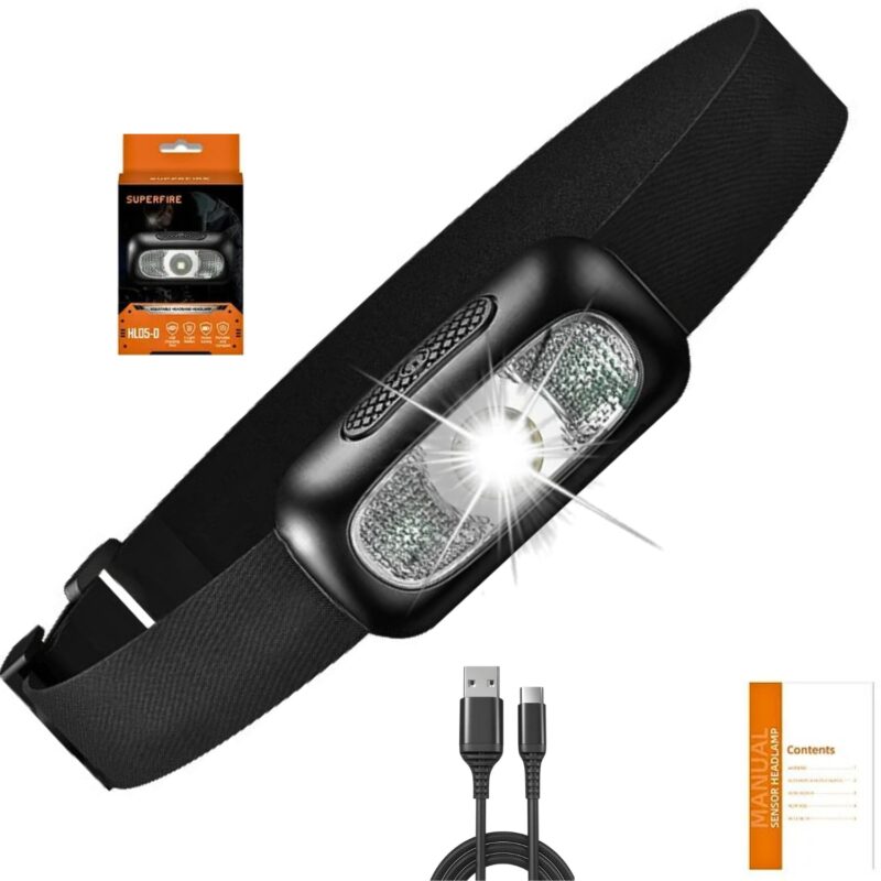 Lanterna de Cap Frontala ELITY™, Unghi Ajustabil, Full LED, 5 Moduri, Acumulator Reincarcabil, Rezistenta la Apa si Socuri, Ideala Pentru Pescuit, Vanatoare, Drumetii, Camping, Reparatii, Cablu Alimentare inclus
