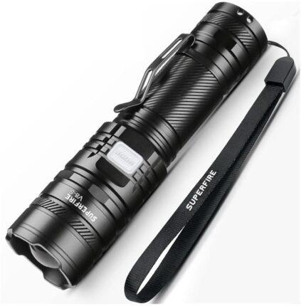 Lanterna LED Superfire V8-S, 36W, 2000 lm, 300m, acumulator 5200 mAh, Zoom, incarcare USB-C, IP34