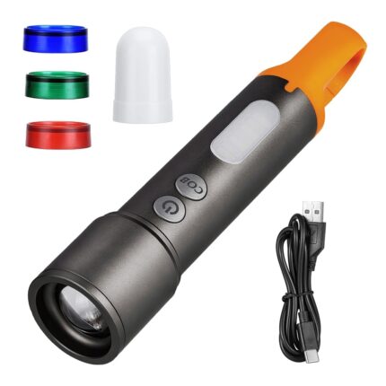 Lanterna Reincarcabila LED, Multifunctionala, Portabila, USB, Negru, 16cm