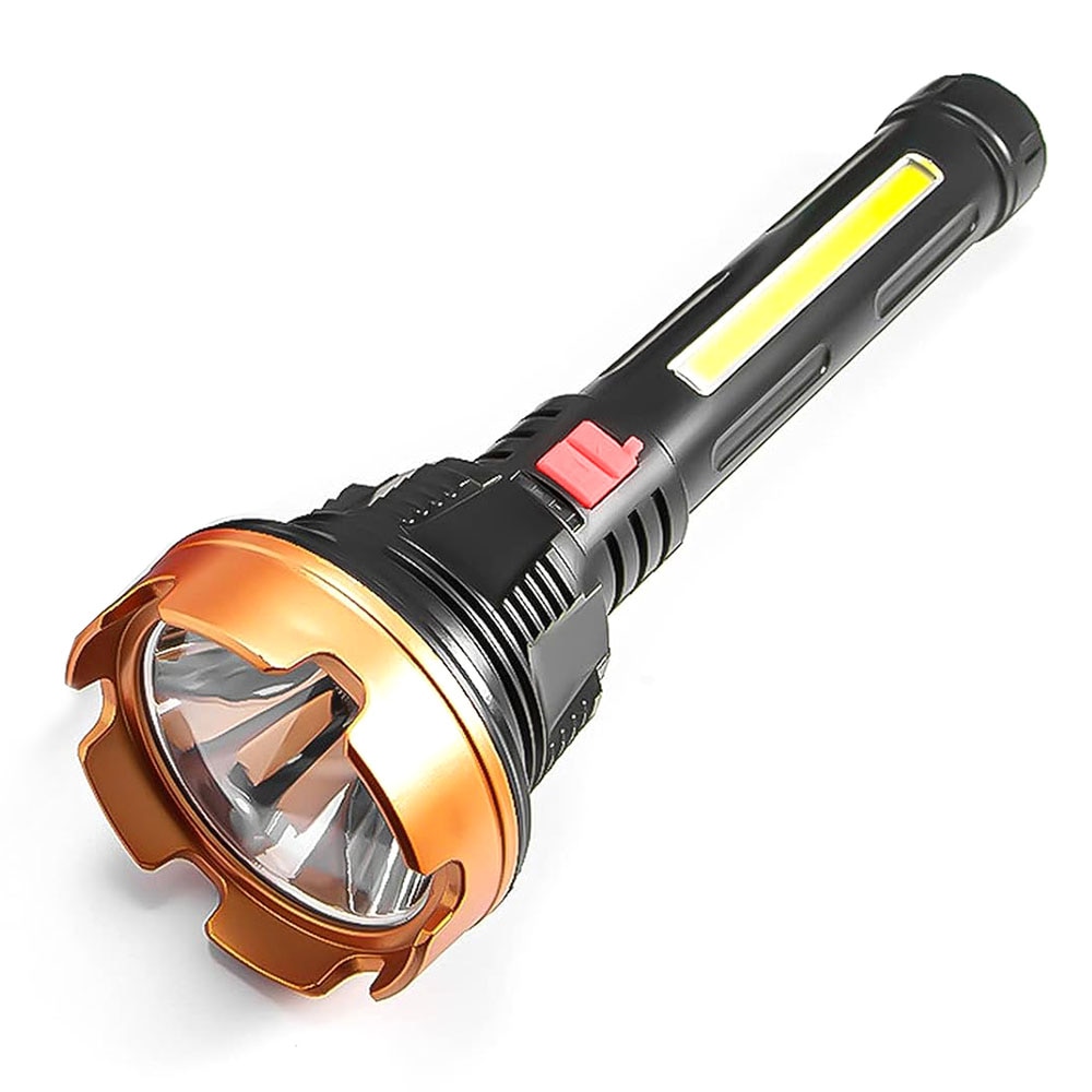 res_2cbddd0575587424c3cb31e2e2d9bb1c Lanterna Puternica LED cu Acumulator, Reincarcabila USB, COB LED Lateral, pentru Pescuit, Vanatoare, Camping si Activitati in Aer Liber, SONORH®