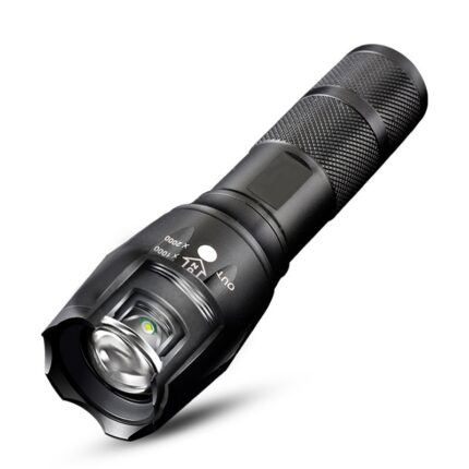 Lanterna tactica LED, JENUOS®, Ultra-Bright, profesionala, focus ajustabil, rezistenta la apa, 1000 lumeni, din aluminiu, Negru