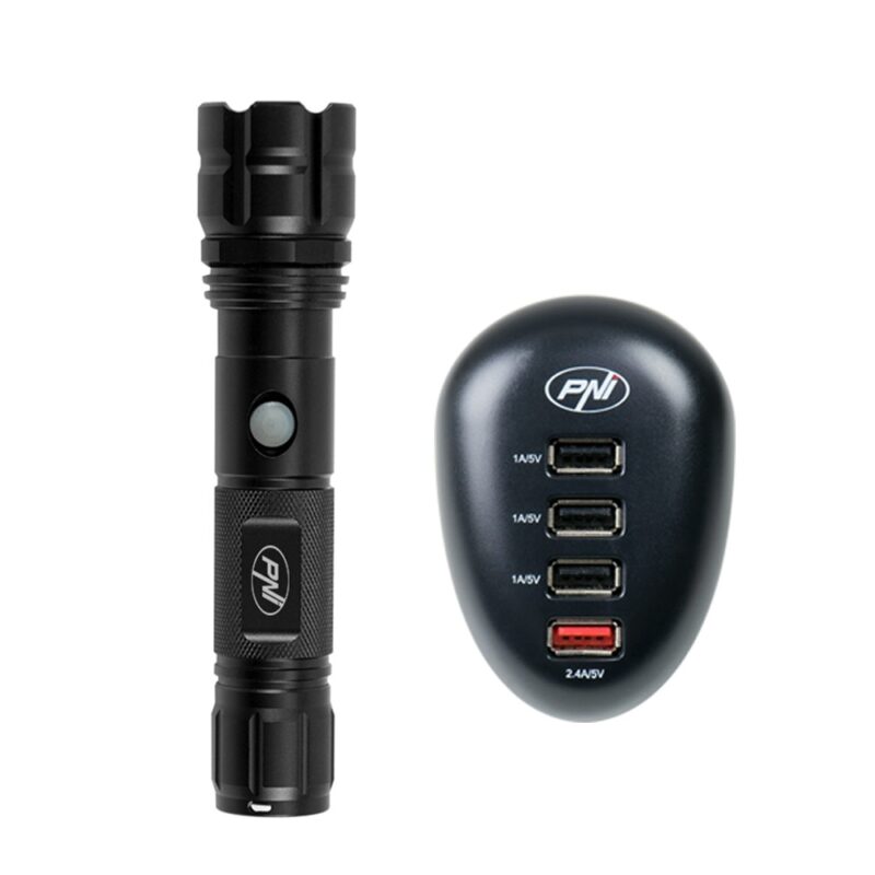 Kit Lanterna PNI Adventure F10, 500 lm, incarcator USB PNI HC41