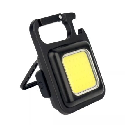 Mini Lanterna Tip Breloc eOptima® MK1, Reincarcabila, Led COB 6W, Ultra Compacta, 4 Moduri Iluminare, Magnet, Carabina, Deschizator Sticle, Negru