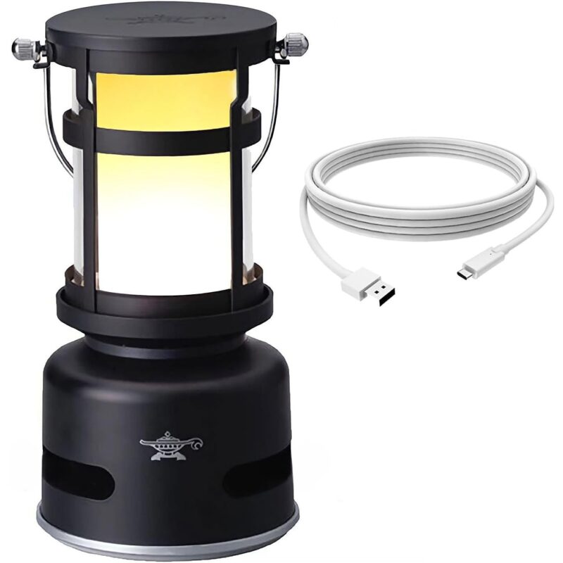 Lampa LED de Camping cu Baterie 4000 mAh si Difuzor Bluetooth 5.1 – Reincarcabila USB-C, 4 Moduri de Iluminare, 150 LM, Rezistenta la Apa IPX4, Negru