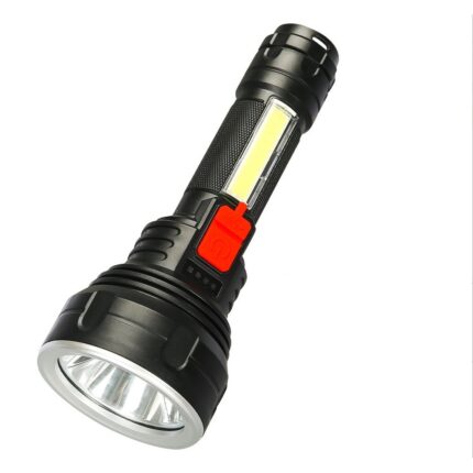 Lanterna stralucitoare, Aluminiu, Incarcare USB, 1200 mA, Focalizare telescopica, Negru