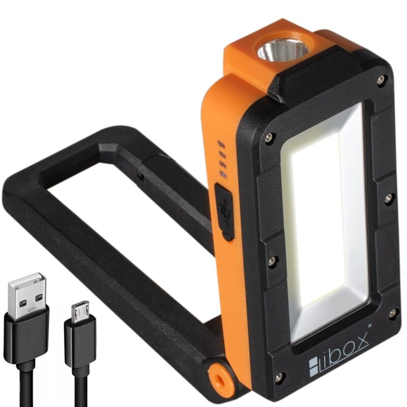 Lanterna atelier mecanic Libox, XPE + COB, 3W, 500 lm, portabila, cu suport magnetic, reglabil, reincarcabila, Negru