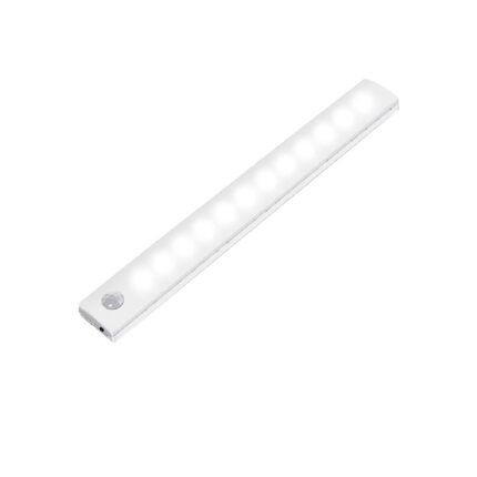 Lampa LED CU senzor de lumina si miscare, intensitate reglabila, suport magnetic, 30cm, led-uri puternice marime L, acumulator 500mah cu reincarcare prin USB, lumina calda, pentru bucatarie, hol, dressing, garaj