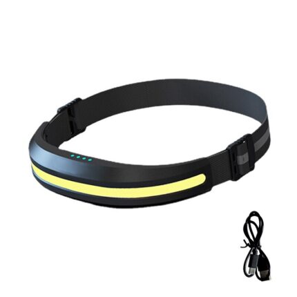 Lanterna de cap LED VIELLAN, sursa banda 1 x COB Ultra-Bright, 1200 mAh, incarcare USB, 4 moduri lumina, lumina alba / lumina rosie, ABS, negru