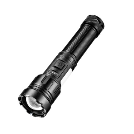 Lanterna puternica, Zoom telescopic, USB-C, Multifunctionala, IPX4, Negru