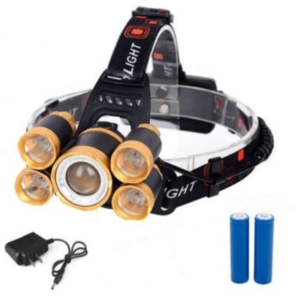 Lanterna led GREATON® frontala cu zoom, 5 leduri, 12000 lumeni
