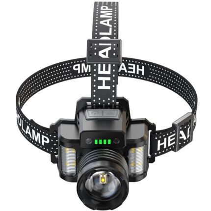 Lanterna cap cu baterie 18650, lumina LED in 3 Culori, 30W, Culoare negru