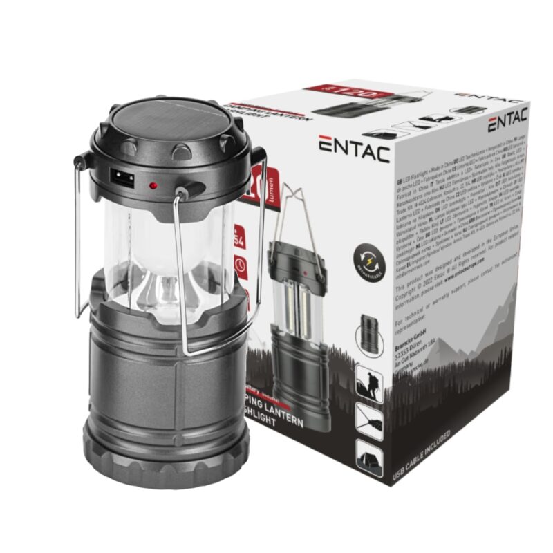 Lampa de camping solara, Entac, 3W, 120lm, IP54