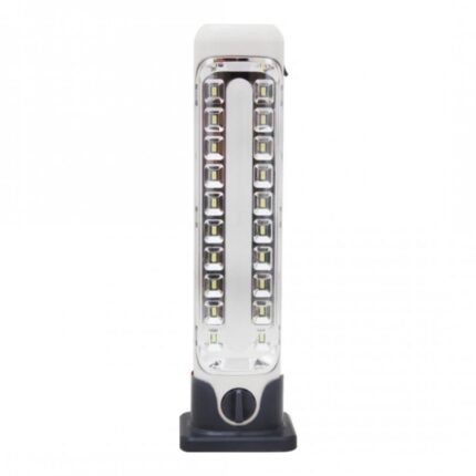 Lampa camping, cu acumulator, incarcare la retea, culoare alb/gri