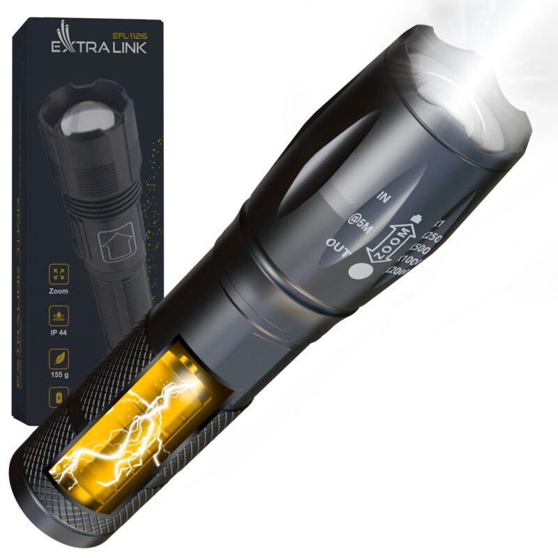 Lanterna cu LED-uri Extralink EFL-1008 Freya, rezistenta la socuri, apa si temperaturi, alimentare cu baterii, putere de 10W si luminozitate de 200lm