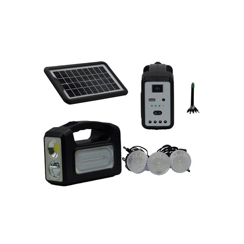 Kit Lanterna led cu incarcare solara, Multifunctionala, 3 becuri GD-7cob