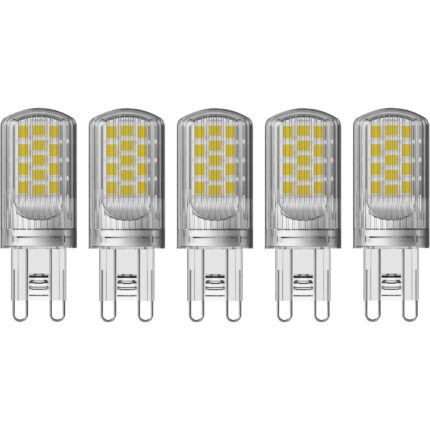 Set 5 becuri LED Osram PIN G9, 4.2W (40W), 470 lm, lumina calda (2700K), clasa energetica E