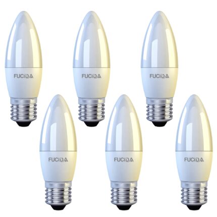 Set 6 Becuri Led, C37, 5W (40W), 500Lm, E27, 6500K, Fucida