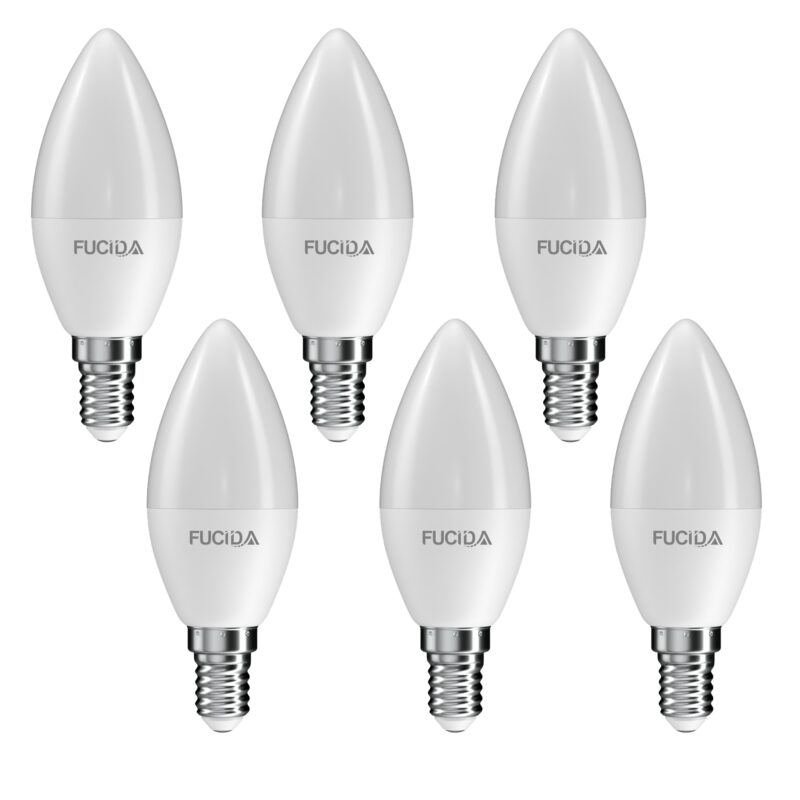 Set 6 Becuri Led, C37, 5W, 500Lm, E14, 6500K, Fucida