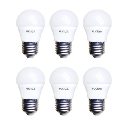 Set 6 Becuri Led, G45, 5W (40W), 500Lm, E27, 6500K, Fucida