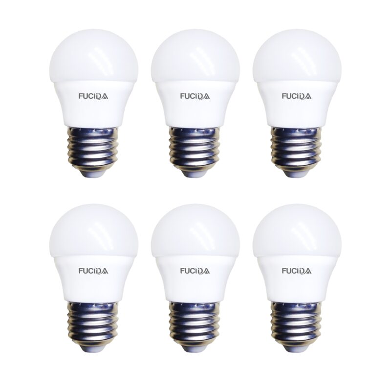 Set 6 Becuri Led, G45, 5W (40W), 500Lm, E27, 6500K, Fucida