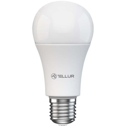 Bec LED inteligent Tellur TLL331331, Wi-Fi, dimabil, E27, 9W, 820 lm, temperatura lumina reglabila (2700-6500K), clasa energetica F