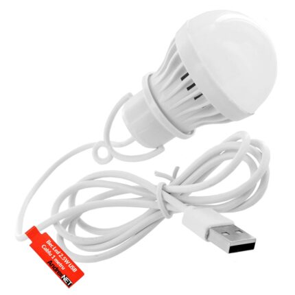 Bec Led 2.5W cu alimentare USB 5V si cablu de 1 metru, alb