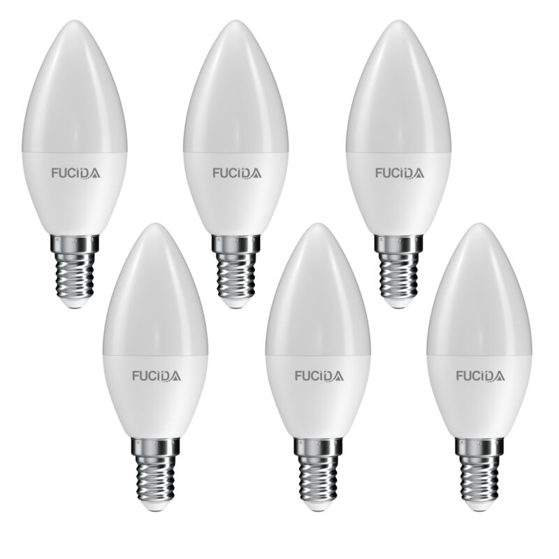 Set 6 Becuri Led, C37, 5W (40W), 500Lm, E14, 4000K, Fucida