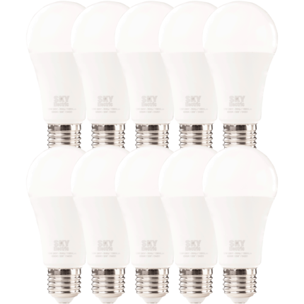 Set 10 becuri LED SkyElectric, A60, 15W, E27, lumina rece