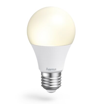 Bec LED inteligent Hama, Wi-Fi, E27, 9W (60W), 806 lm, temperatura lumina reglabila (2700-6500K), control vocal, Clasa energetica F