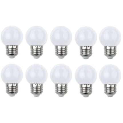 Set 10 Bec LED G45 pentru decor, 3 W, E27 cald