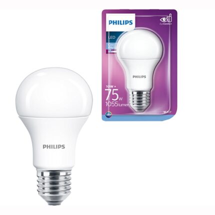 Bec LED Philips, forma clasica, E27, 10W (75W), lumina rece, mat
