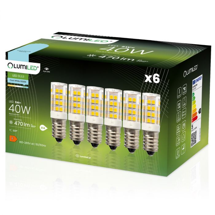 Set de 6 becuri, Lumiled, E14, Multicolor