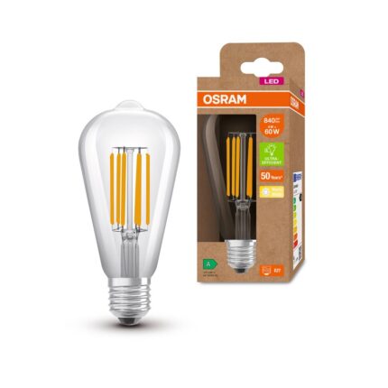 Bec LED filament Osram Edison, 4W (60W), 840lm, lumina calda (3000K), clasa energetica A