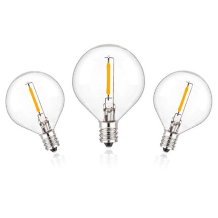 Set de 3 Becuri Decorative LED E12 G40, 0.6W, Dimabile – Rezerve de schimb pentru Ghirlanda Luminoasa, Lumina Calda 2700K, Antisoc, Economice, Rezistente la Spargere, la apa, de exterior